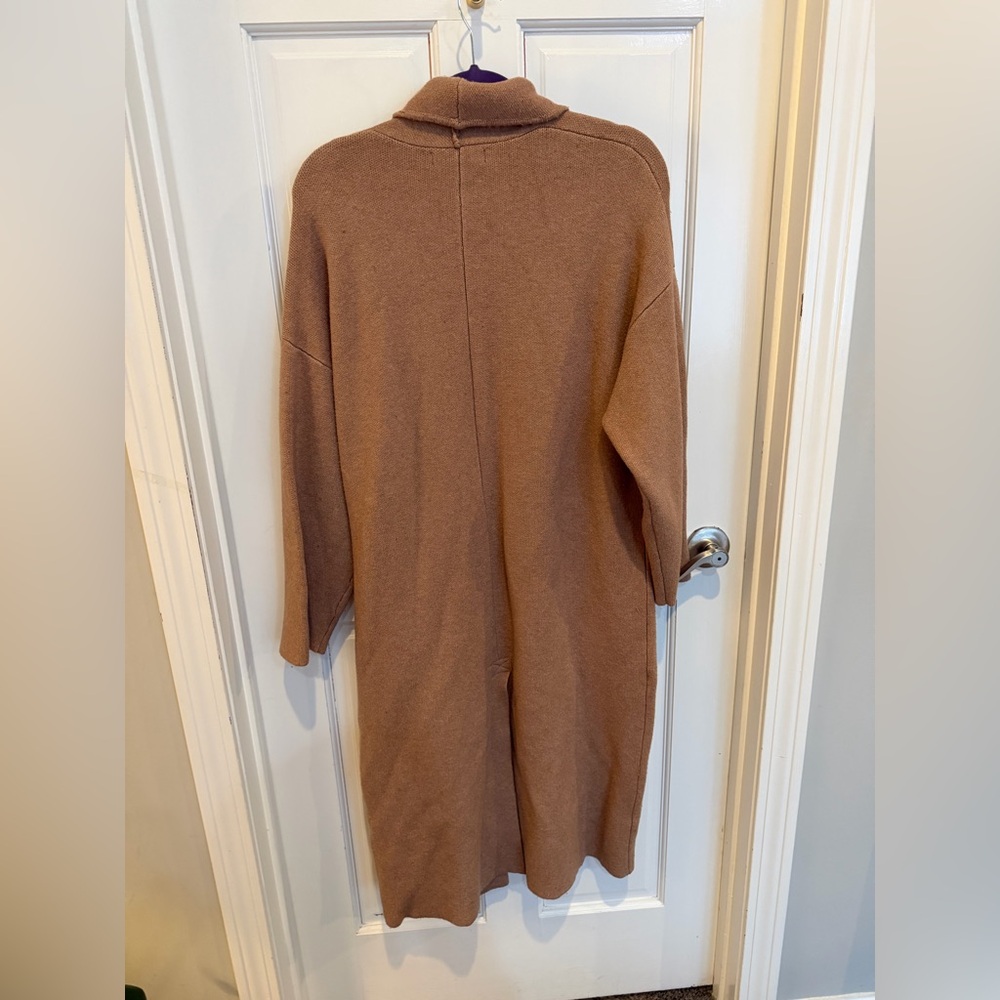 Mango Long Camel Open Front Coatigan Camel Cardigan Sweater Size M NWOT - Picture 6 of 9